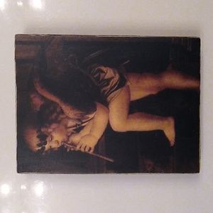 FLUTE *Signed,  Atlantis Tile, like Sid Dickens. *Rare & Retired wall art cherub